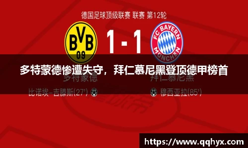 多特蒙德惨遭失守，拜仁慕尼黑登顶德甲榜首
