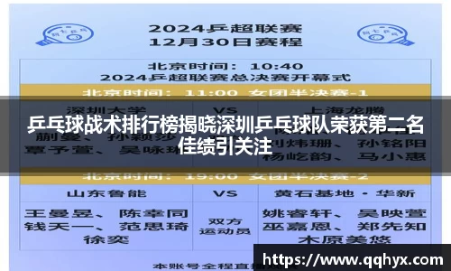 乒乓球战术排行榜揭晓深圳乒乓球队荣获第二名佳绩引关注